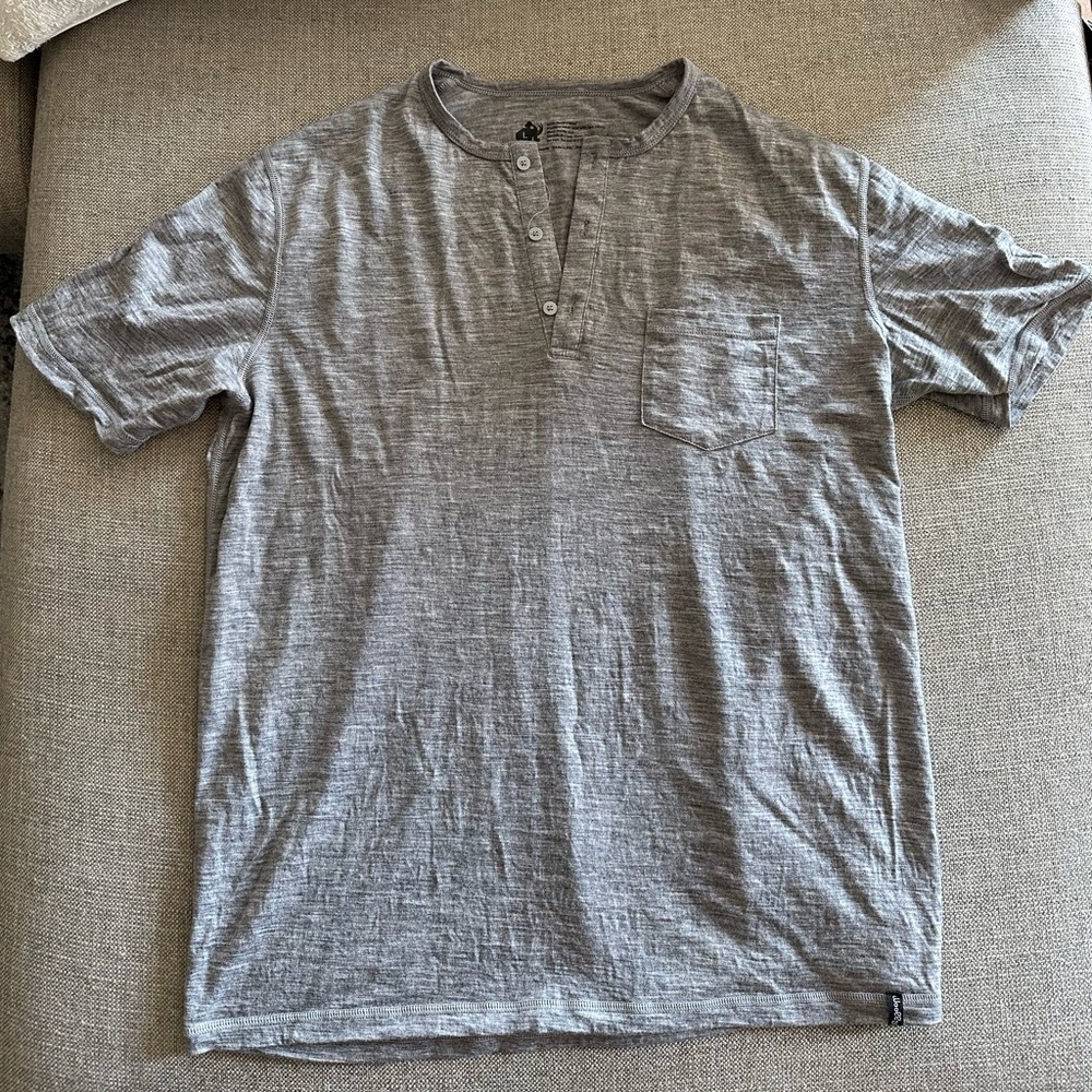 Woolly 100% Merino Wool Henley - grey - Large